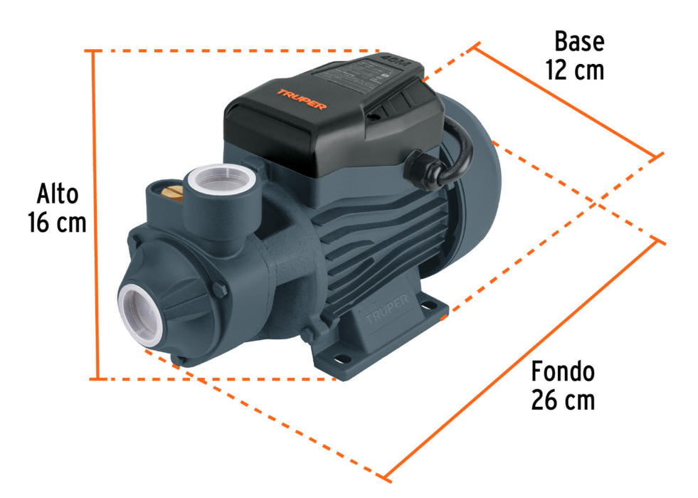 Bomba periférica 1/2 HP, altura máxima 40 m, Truper