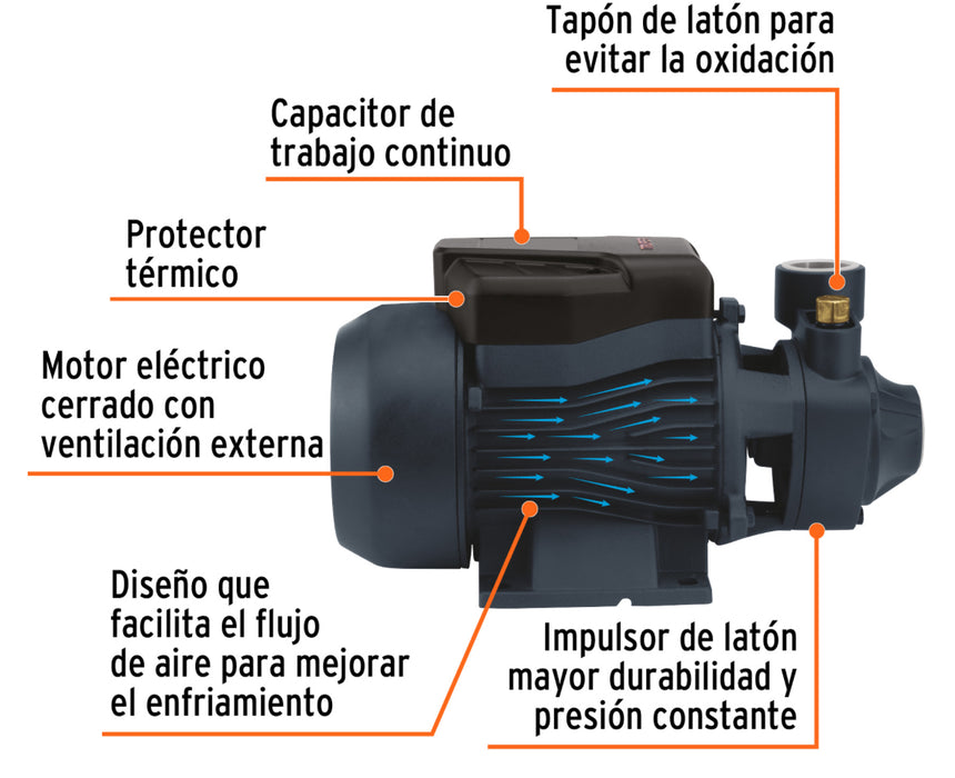 Bomba periférica 1 HP, altura máxima 60 m, Truper