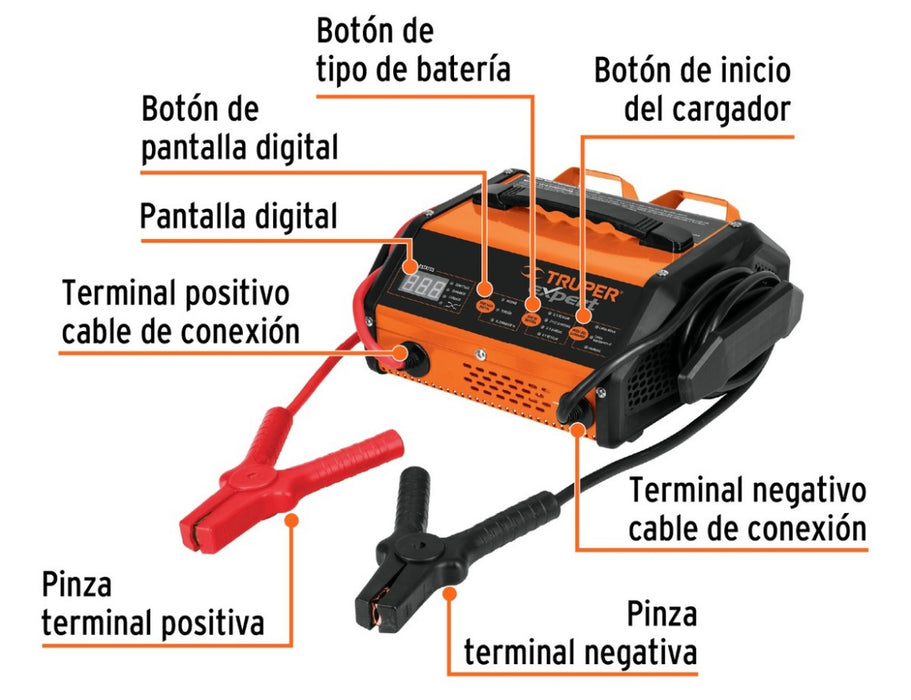 Cargador baterias automatico 6-12 v 75 amp truper